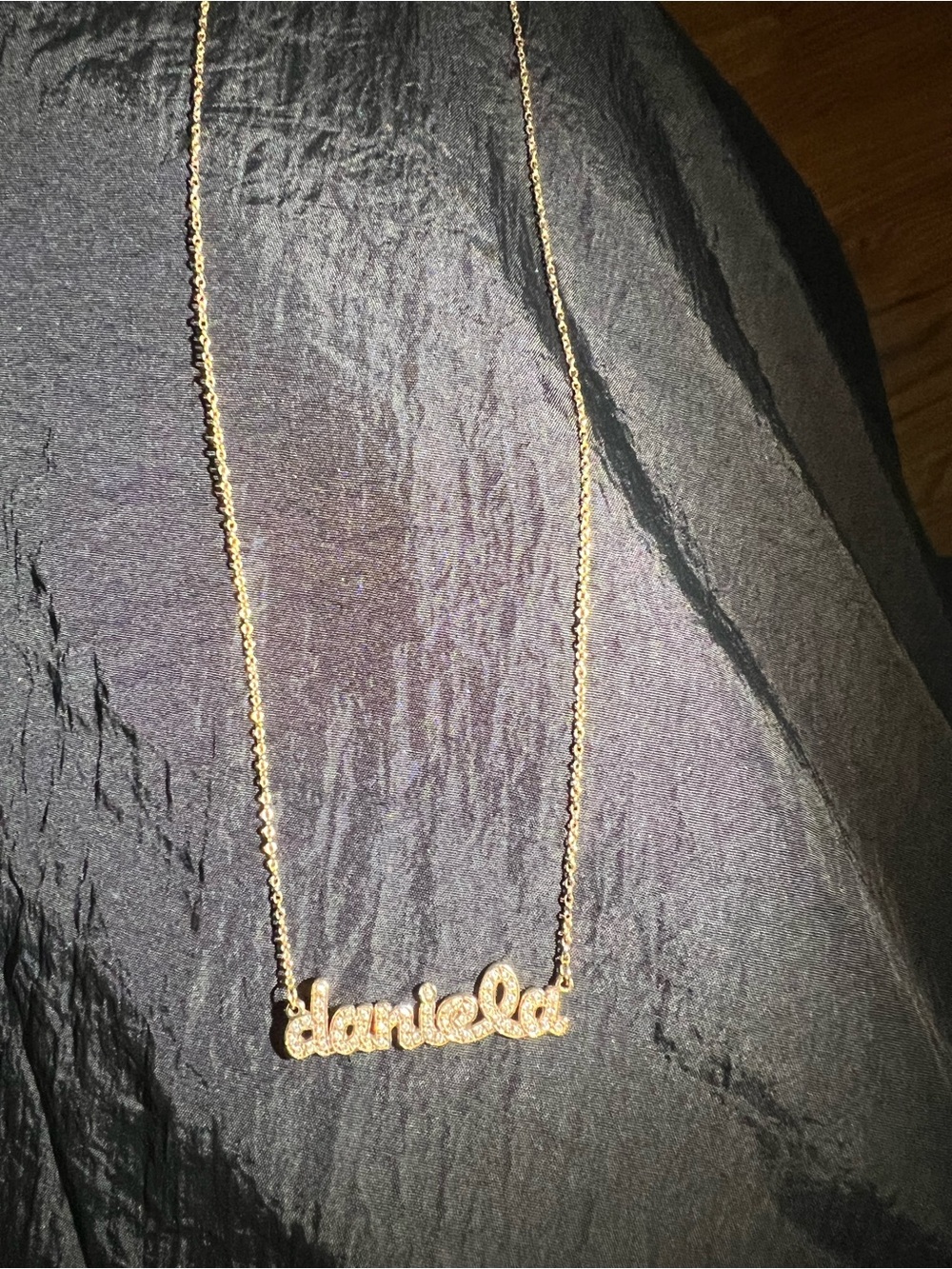 Personalized Daniela Nameplate Necklace in 14K Gold and Diamonds